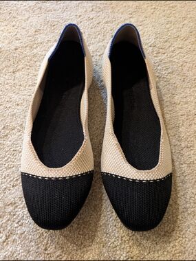 Rothy's Beige and Black Women's Knit Ballet Flats W 8